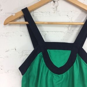 BANANA REPUBLIC Green Herringbone Navy Trim Bib